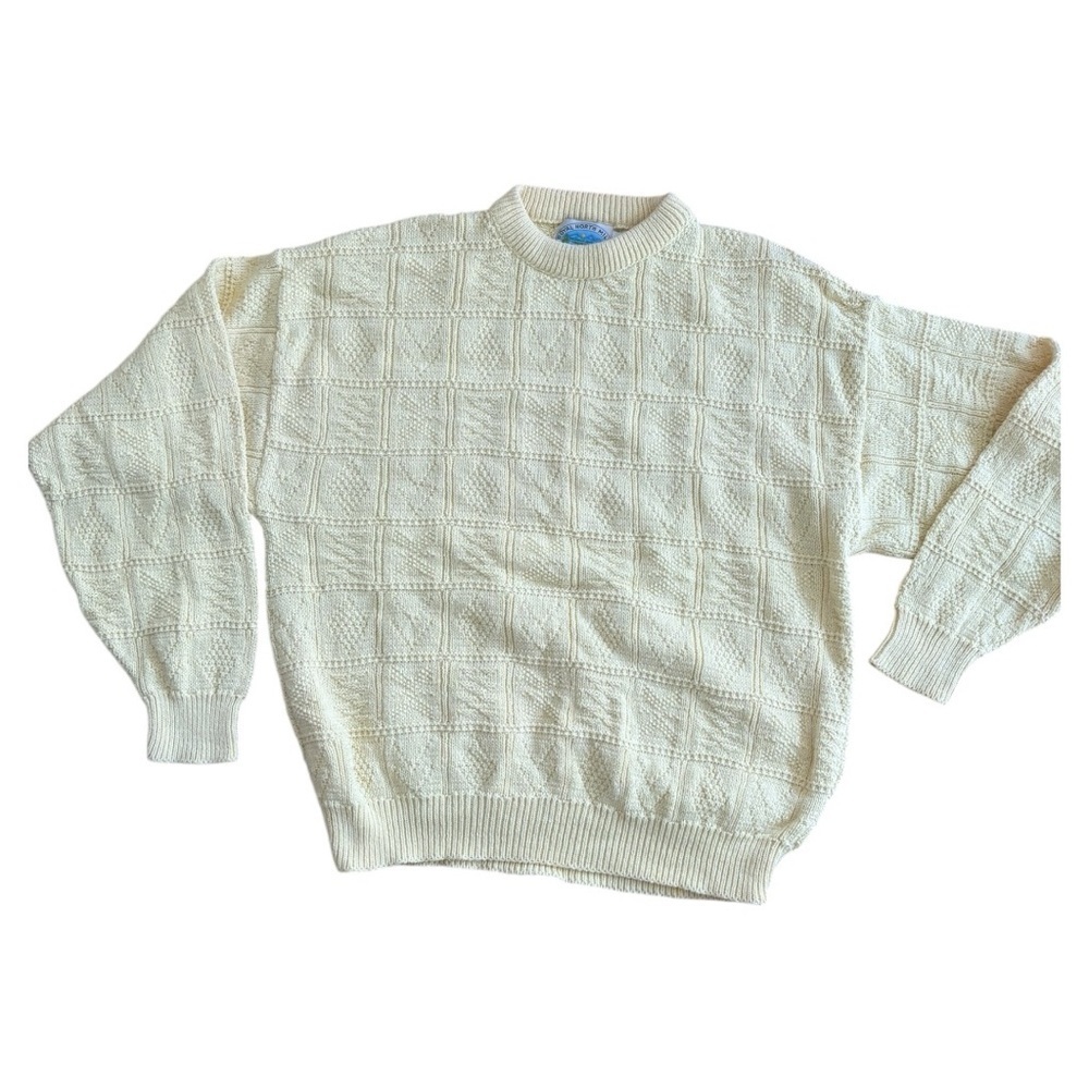 Vintage Royal North Mills Butter Yellow Cotton Crewneck Sweater 90s Minimal, L
